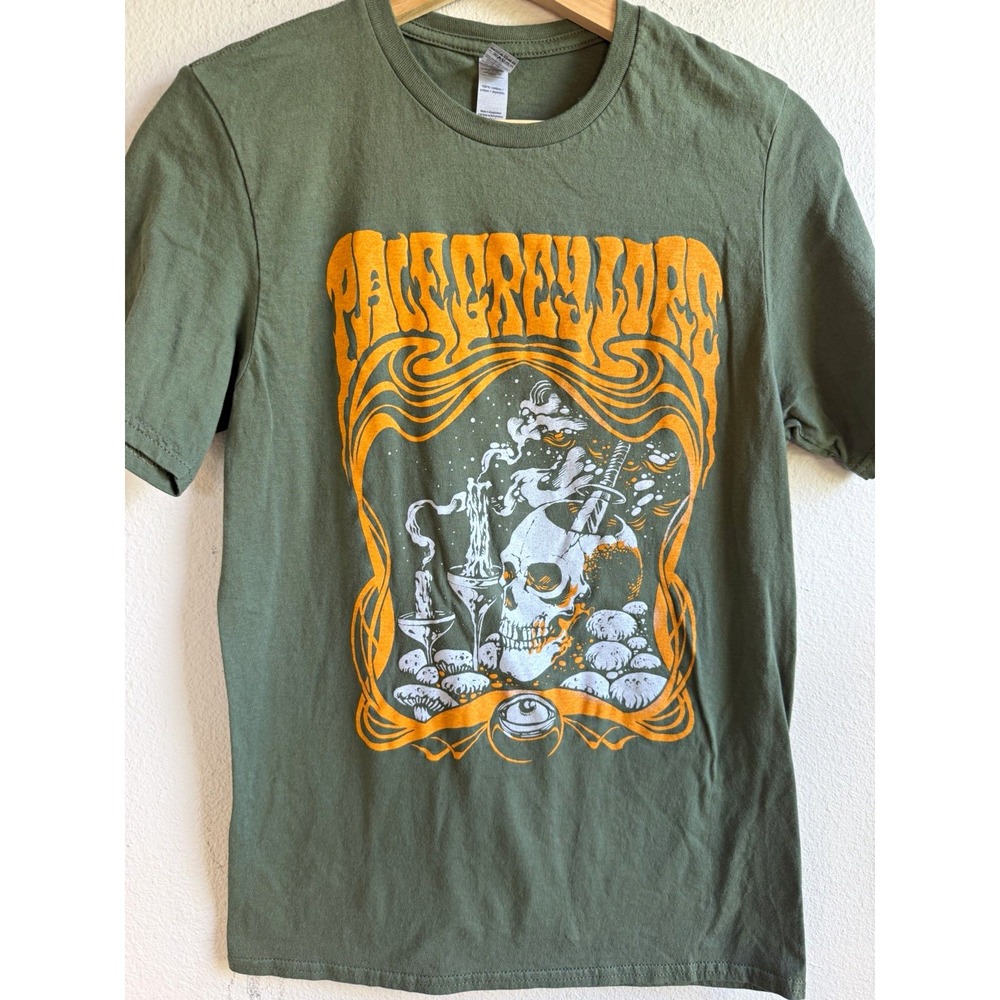 Gildan Softstyle Mens Skull Graphic Tee Green Crew Neck Short Sleeve Cotton S